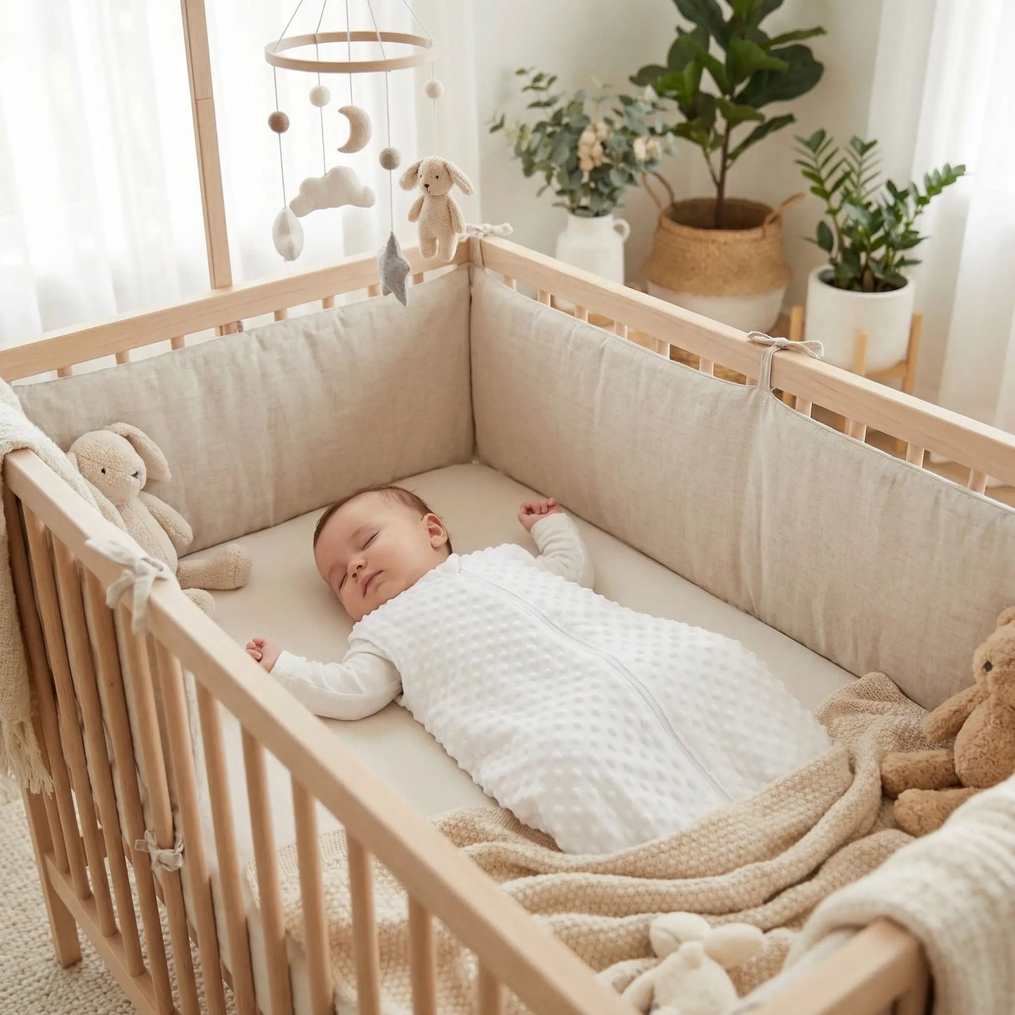 bébé dort turbulette bebe polaire blanche