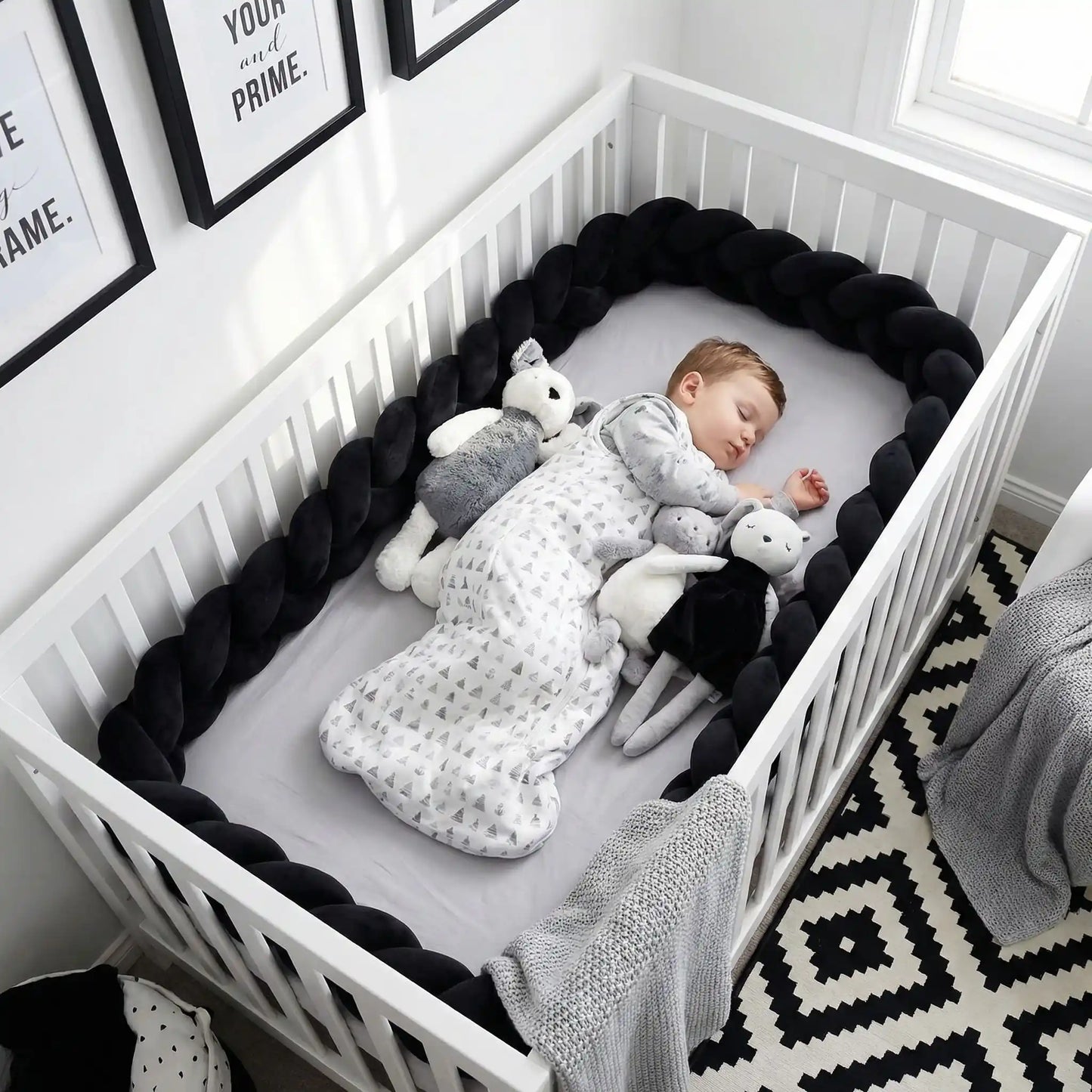 Tresse de lit bébé | 4 brins noir