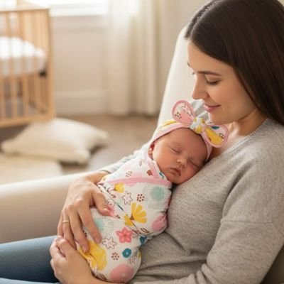 bébé dort sur maman dans sa Couverture d'emmaillotage 