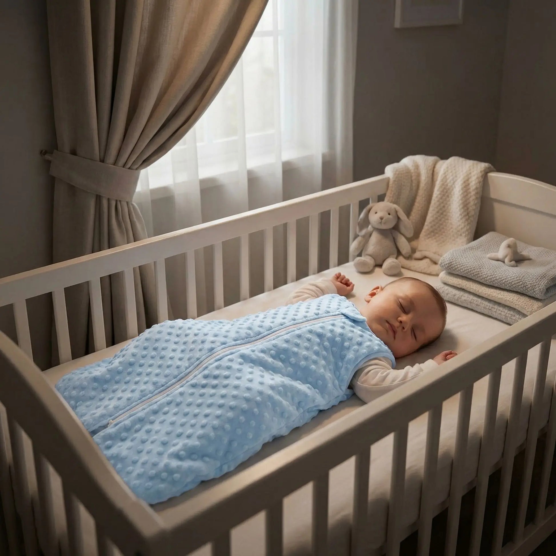 bébé dort turbulette polaire bleu