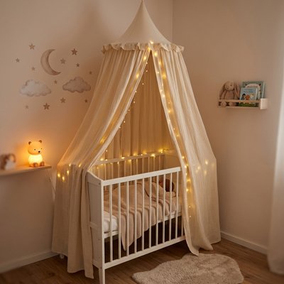 Ciel de lit bebe féerique beige