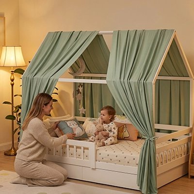 Ciel de lit cocon féérique adapté pour lit cabane