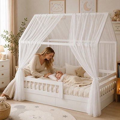 Ciel de lit enfant cocon douceur tissu aérien