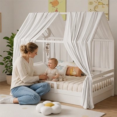 Ciel de lit enfant féérique système d'attache modulable