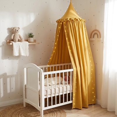 Ciel de lit jaune légèreté du tissu