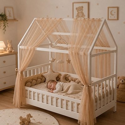 Ciel de lit protection douce installation facile sur cadre de lit