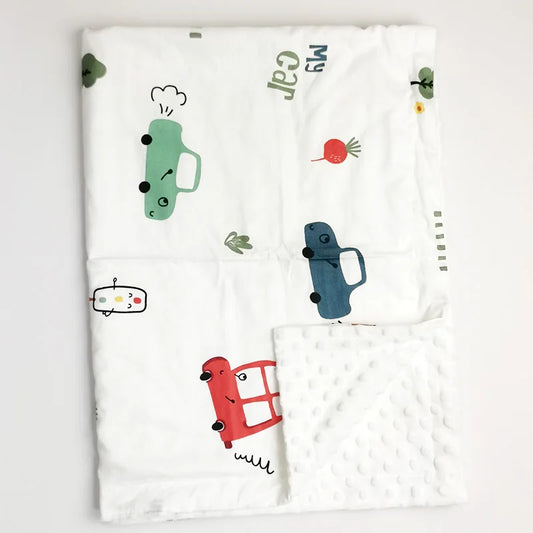 couverture bebe polaire double face voitures colorées