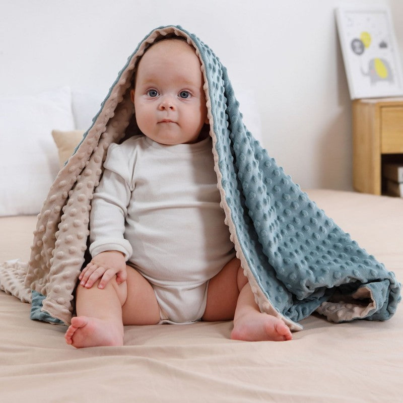 couverture bébé vert beige