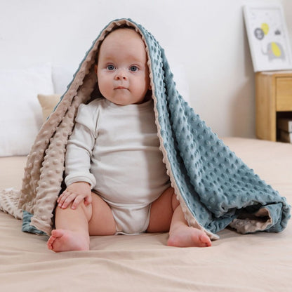 couverture bébé vert beige