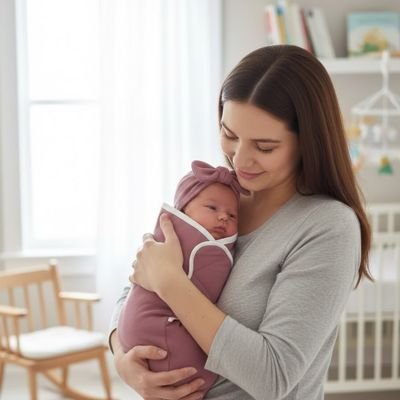Couverture d'emmaillotage bébé cali avec maman