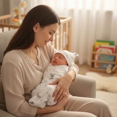 Couverture emmaillotage bébé bras maman