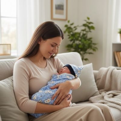 Couverture emmaillotage bébé dort bras maman