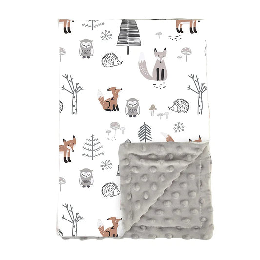 couverture en polaire bébé animaux de la forêt