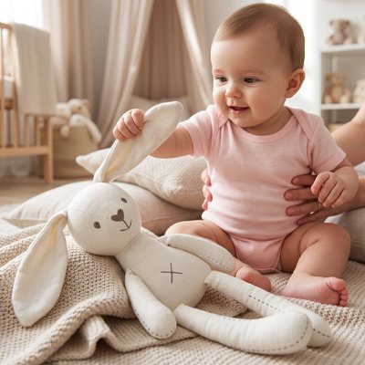 Doudou lapin Roméo compagnon réconfortant