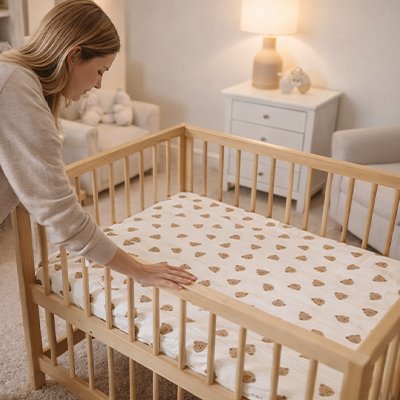 Drap housse lit bébé matière douce