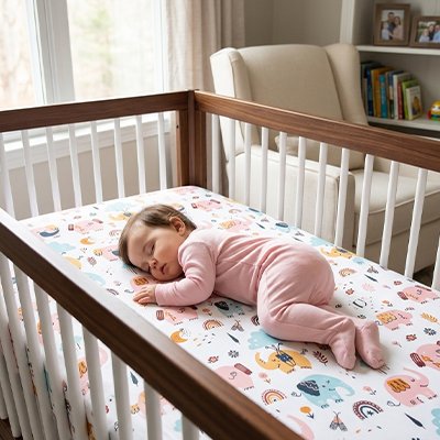Drap housse lit bebe motifs variés ludiques