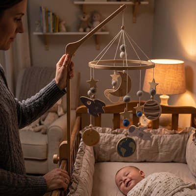Mobile bebe astronaute en bois