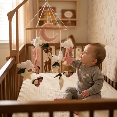 Mobile bébé faon tons pastels