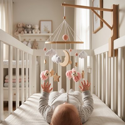 Mobile pour bébé mouton esthétique scandinave