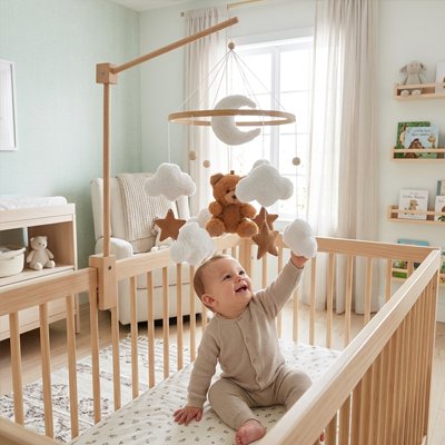 Mobile pour bébé ours brun structure solide