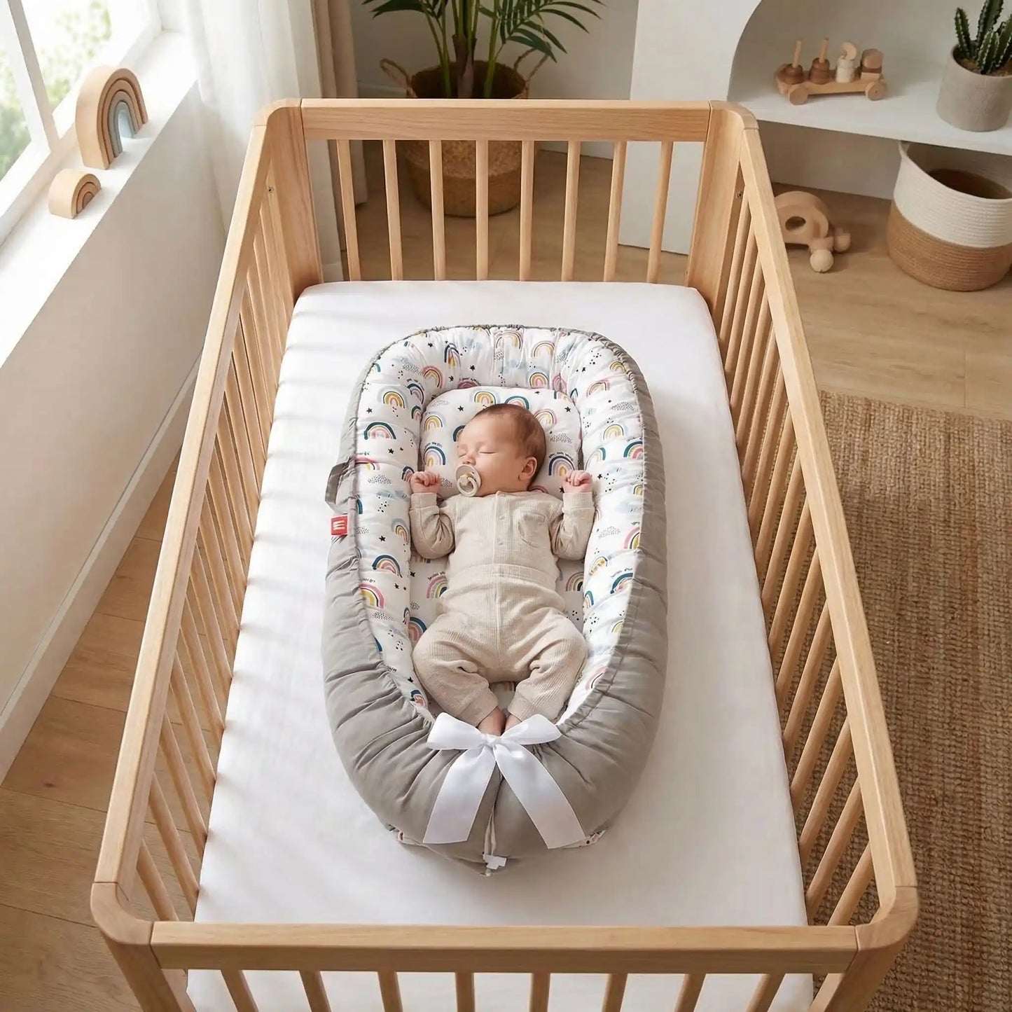réducteur de lit bébé arc en ciel sécurisant
