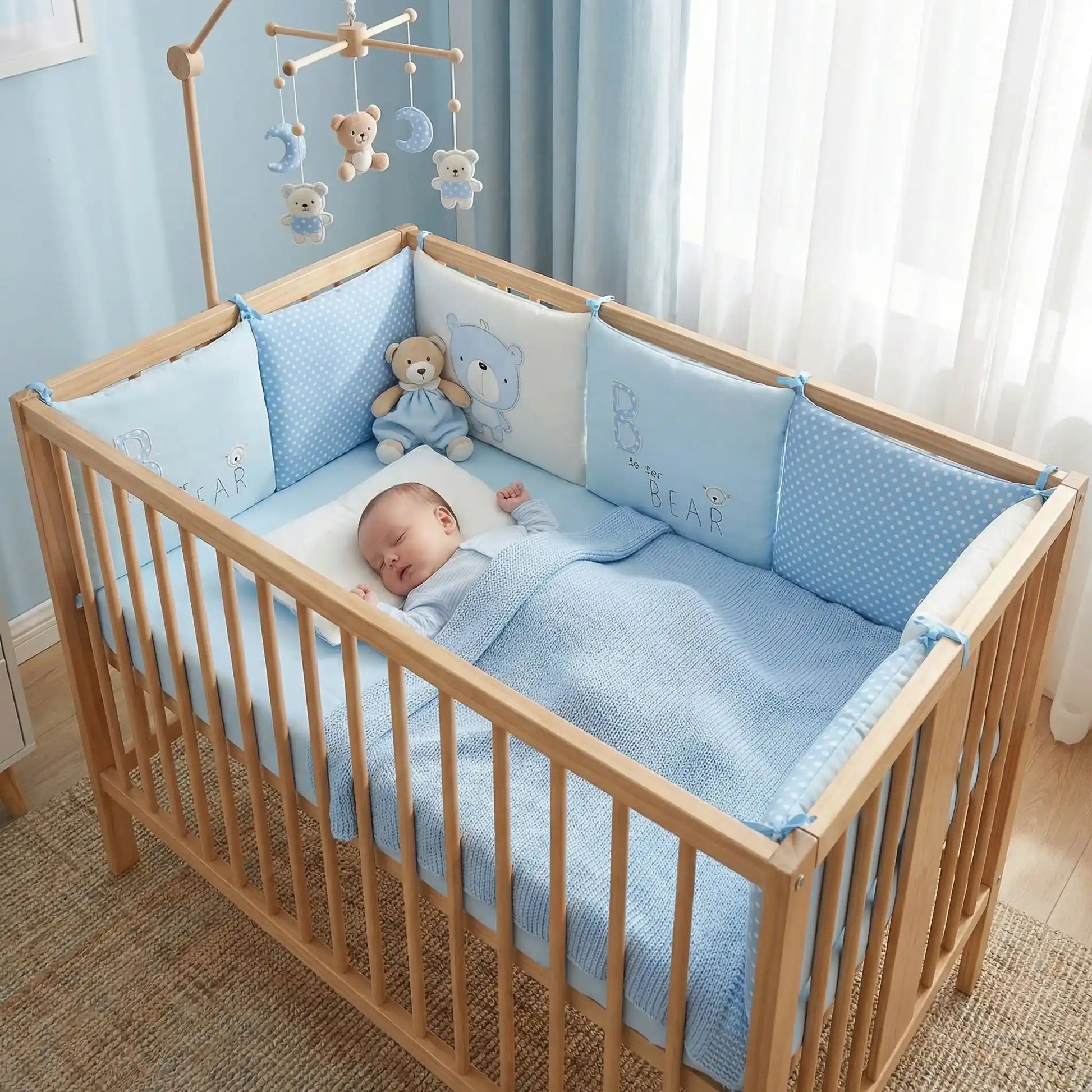 tour de lit bear bébé dort