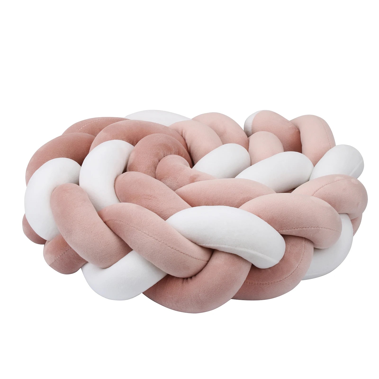 tour de lit tresse blanc vieux rose