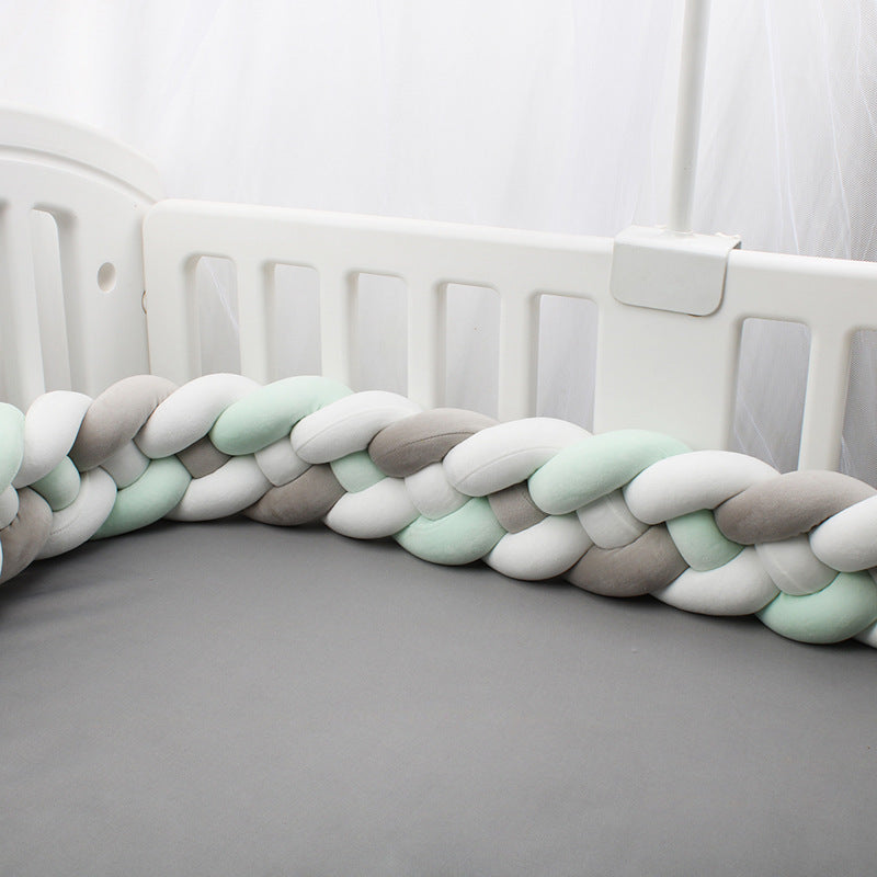 tresse de lit bebe blanc gris vert