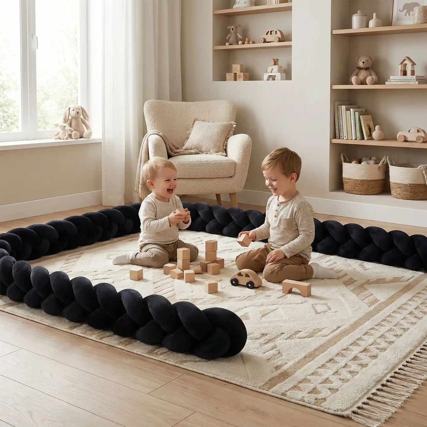 Tresse de lit bébé | 4 brins noir