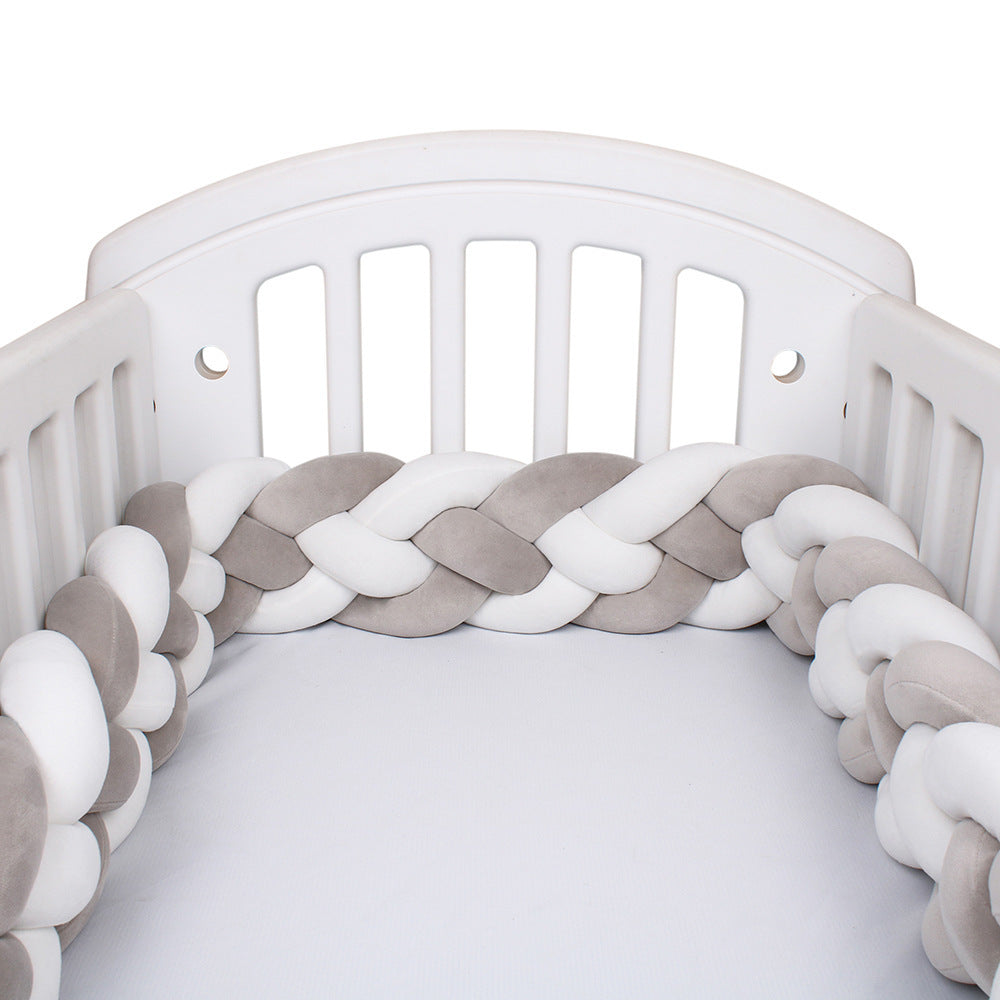 tresse de lit bebe gris blanc