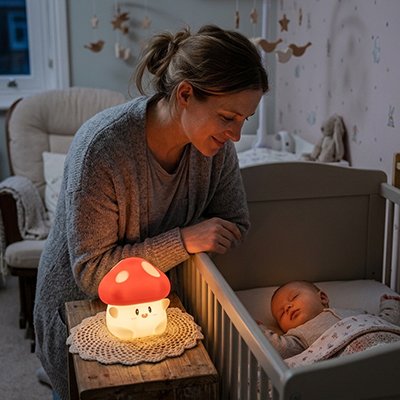 Veilleuse bébé champignon fonction minuteur