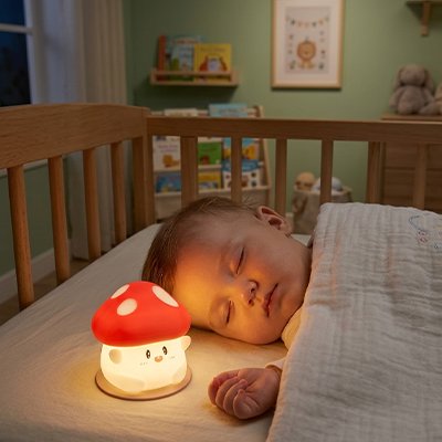 Veilleuse bébé champignon plusieurs intensités