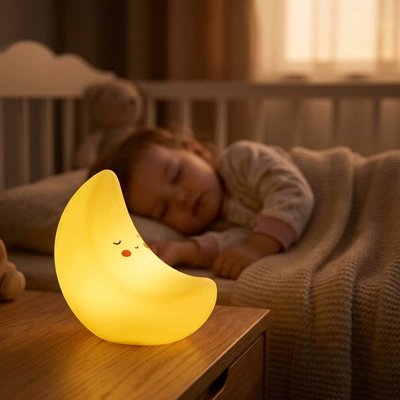 Veilleuse bebe lune matériau sécurisé