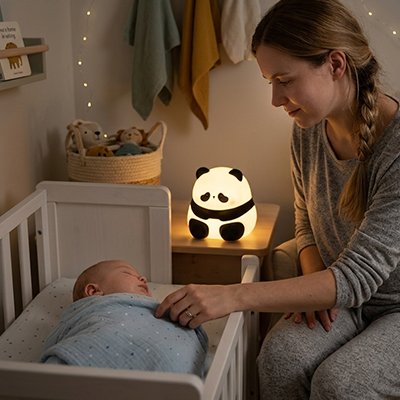 Veilleuse bébé panda silicone souple