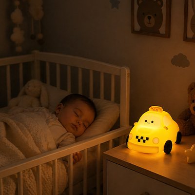 Veilleuse bebe taxi minuteur de 30 min