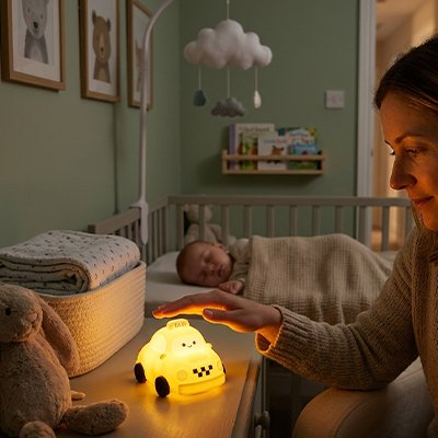 Veilleuse bebe taxi silicone souple