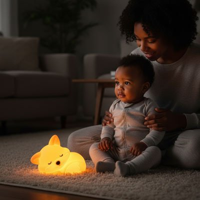 veilleuse renard bebe maman