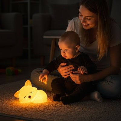 veilleuse renard maman bebe